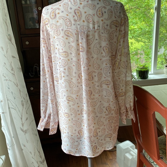 Zara pale pink paisley print blouse long sleeves size Medium, oversized - Picture 4 of 10